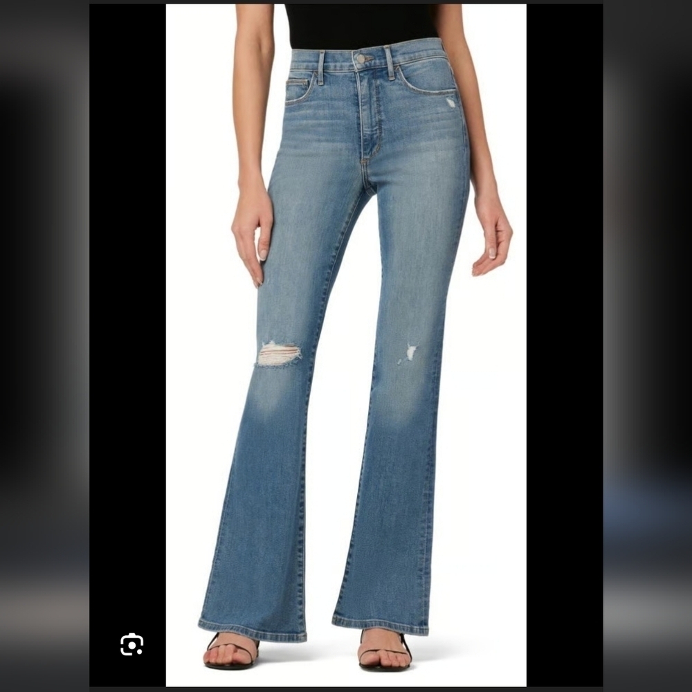 Joes Jeans Light Wash Neha Distressed High Rise Flare Jeans